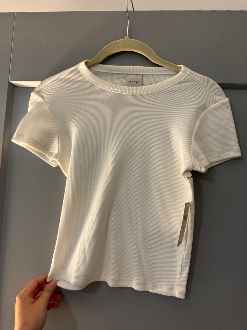 NWT Maeve Women's Short Sleeve Ribbed Tee - White SIZE XS